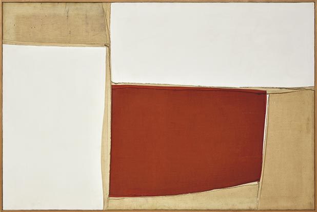 Nuvolo, Senza titolo, 1958, stoffa cucita e pittura, 100x150, Pinacoteca Comunale di Città di Castello