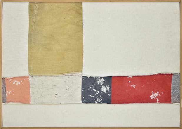 Nuvolo, Senza titolo, 1960, tela dipinta e cucita, 70x100, Collezione Privata